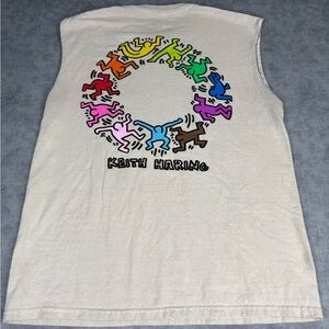 Keith Haring Muscle Tee Medium Tan Cut Off Graphic Shirt